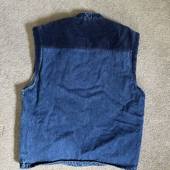 Vtg Lois Jean Vest Mens XL Blue Trucker Denim Corduroy Western Biker Snap Button - Picture 7 of 9